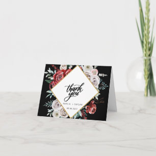 Cartão De Agradecimento Casamento Floral Coral Almond Modern Watercolor