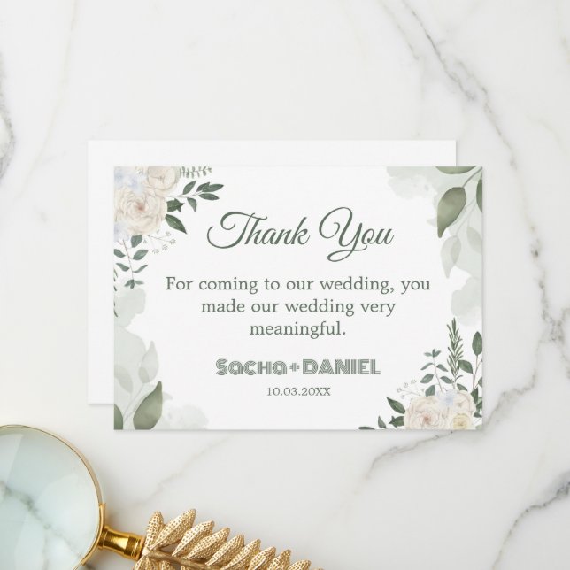 Cartão De Agradecimento Casamento floral de Aquarela de Verão (Frente/Verso In Situ)