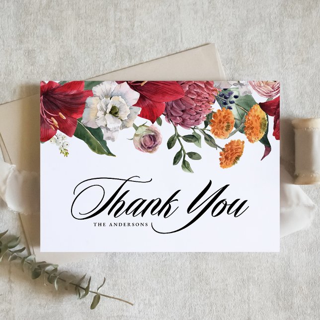 Cartão De Agradecimento Casamento Floral de Aquarela e Mães (Criador carregado)