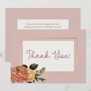 Cartão De Agradecimento Casamento Floral de Bloom de Mimosa de Pêssego