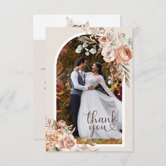 Cartão De Agradecimento Casamento Floral de Boho Russo com Tonelada de Ton (Frente/Verso)