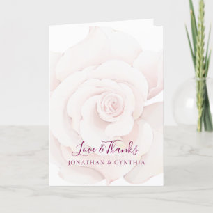 Cartão De Agradecimento Casamento Floral de Cor de Água Rosa Rosa Rosa Ele