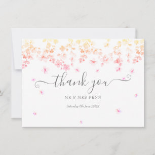 Cartão De Agradecimento Casamento Floral de Flor de Pessegueiro
