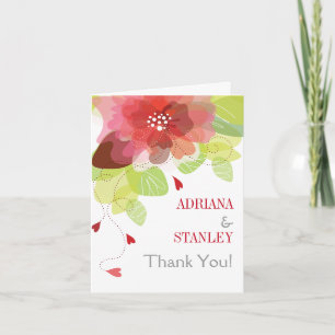 Cartão De Agradecimento Casamento floral de flores vermelhas Obrigado Foto