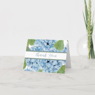 Cartão De Agradecimento Casamento Floral de Hydrangea Hydrangea Azul Elega