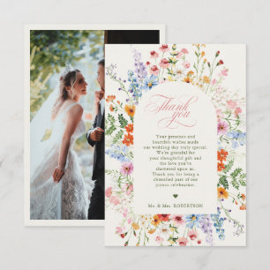 Cartão De Agradecimento Casamento Floral de Jardim de Primavera Flor de Ca