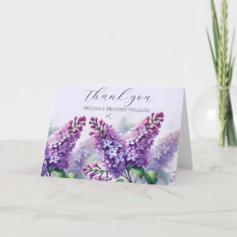 Cartão De Agradecimento Casamento Floral de Lilac Purple Obrigado