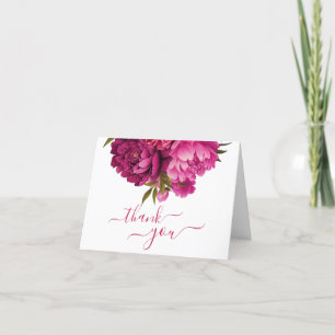 Cartão De Agradecimento Casamento Floral de Magenta Peony