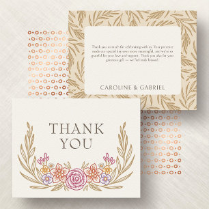 Cartão De Agradecimento Casamento Floral de outono de Flores Selvagens