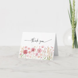 Cartão De Agradecimento Casamento Floral de Outono Selvagem Noiva
