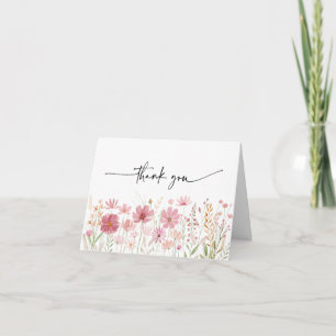 Cartão De Agradecimento Casamento Floral de Outono Selvagem Noiva