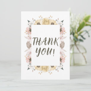 Cartão De Agradecimento Casamento Floral de Pastel Color