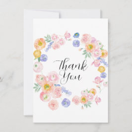 Cartão De Agradecimento Casamento Floral de primavera Watercolor