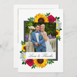 Cartão De Agradecimento Casamento Floral de Rosa Daisy Daisy