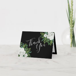 Cartão De Agradecimento Casamento Floral de Rosa Negra e Branca