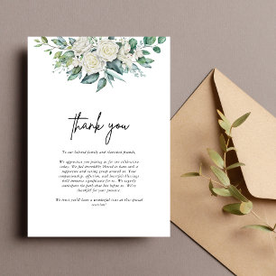 Cartão De Agradecimento Casamento Floral de Rosa Verde Branco Elegante