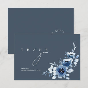 Cartão De Agradecimento Casamento Floral de Rosas Reais Simples