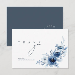 Cartão De Agradecimento Casamento Floral de Rosas Vermelhos Elegante