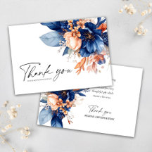 Casamento Floral de Terracota Azul Marinho Elegant