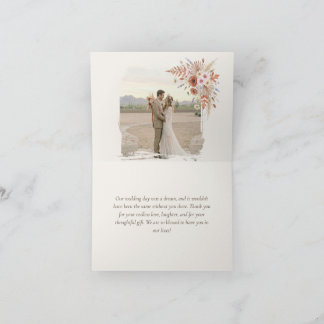 Cartão De Agradecimento Casamento Floral de Terracota Boho & Grama de Pamp