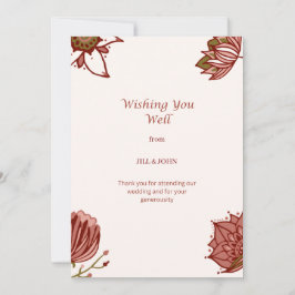 Cartão De Agradecimento Casamento Floral Desejando-lhe Tudo de Bom