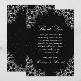Cartão De Agradecimento Casamento Floral do Ornamentado Branco