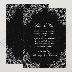 Cartão De Agradecimento Casamento Floral do Ornamentado Branco