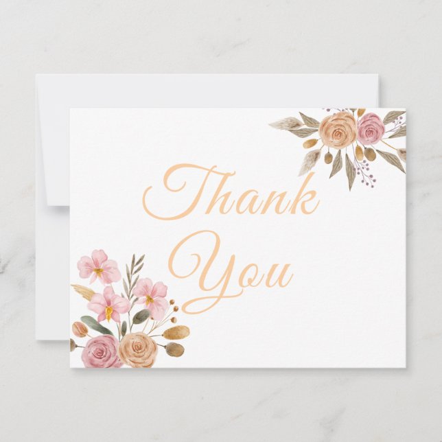 Cartão De Agradecimento Casamento Floral Elegante (Frente)