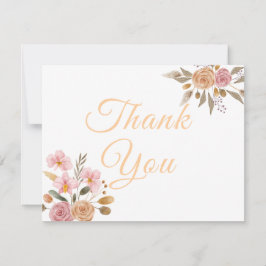 Cartão De Agradecimento Casamento Floral Elegante