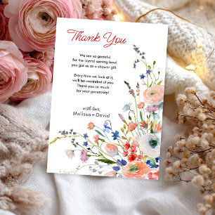 Cartão De Agradecimento Casamento Floral Elegante