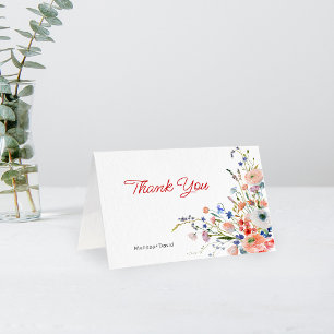 Cartão De Agradecimento Casamento Floral Elegante