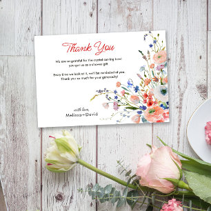Cartão De Agradecimento Casamento Floral Elegante