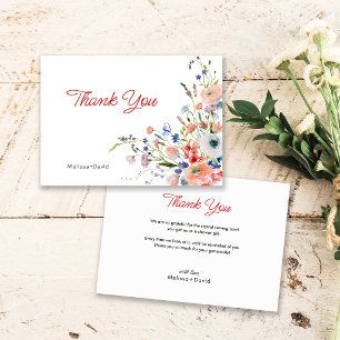 Cartão De Agradecimento Casamento Floral Elegante