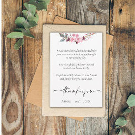Cartão De Agradecimento Casamento floral elegante