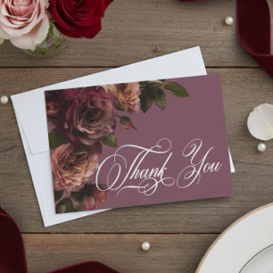 Cartão De Agradecimento Casamento Floral Elegante e Sofisticado com Ferrug