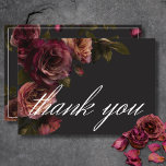 Cartão De Agradecimento Casamento Floral Elegante Moody Rust & Burgundy<br><div class="desc">Embrace a elegância do eterno para sua celebração inspirada em gótica com nosso cartões de agradecimentos de casamento cativante. Um fundo preto suave proporciona a canvas perfeita para um buquê cativante, mas subestimado. Imaginem um arranjo de canto de flores de rosa silenciadas, onde borrão macio e ferrugem e matizes robustos...</div>
