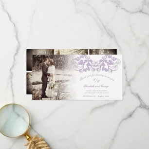 Cartão De Agradecimento Casamento Floral Flourish Floral de Lilac Vintage 