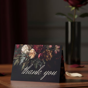 Cartão De Agradecimento Casamento Floral Gótico Sombrio Romântico