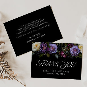 Cartão De Agradecimento Casamento Floral Gótico Temperamental