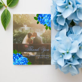 Cartão De Agradecimento Casamento Floral Hortênsia Azul