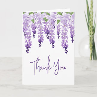 Cartão De Agradecimento Casamento Floral Lavanda de Wisteria em Aquarela