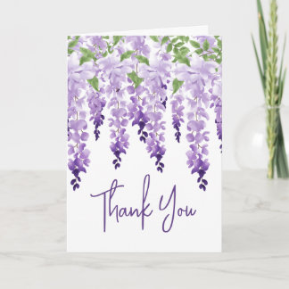 Cartão De Agradecimento Casamento Floral Lavanda de Wisteria em Aquarela
