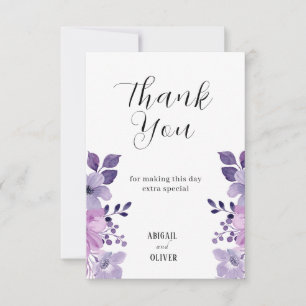 Cartão De Agradecimento Casamento Floral Lilac
