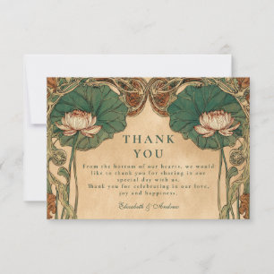 Cartão De Agradecimento Casamento Floral Lótus Art Nouveau