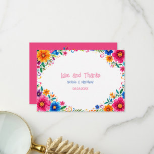 Cartão De Agradecimento Casamento Floral Mexicano Colorido