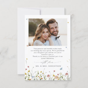 Cartão De Agradecimento Casamento Floral Minimalista do Jardim de primaver