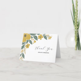 Cartão De Agradecimento Casamento Floral Moderno Amarelo da Manteiga