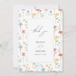 Cartão De Agradecimento Casamento Floral Moderno Boho Chic Wildflower