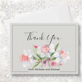 Cartão De Agradecimento Casamento Floral Narciso Branco
