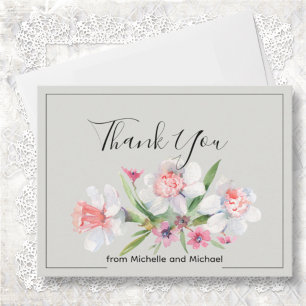 Cartão De Agradecimento Casamento Floral Narciso Branco